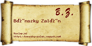 Bánszky Zalán névjegykártya